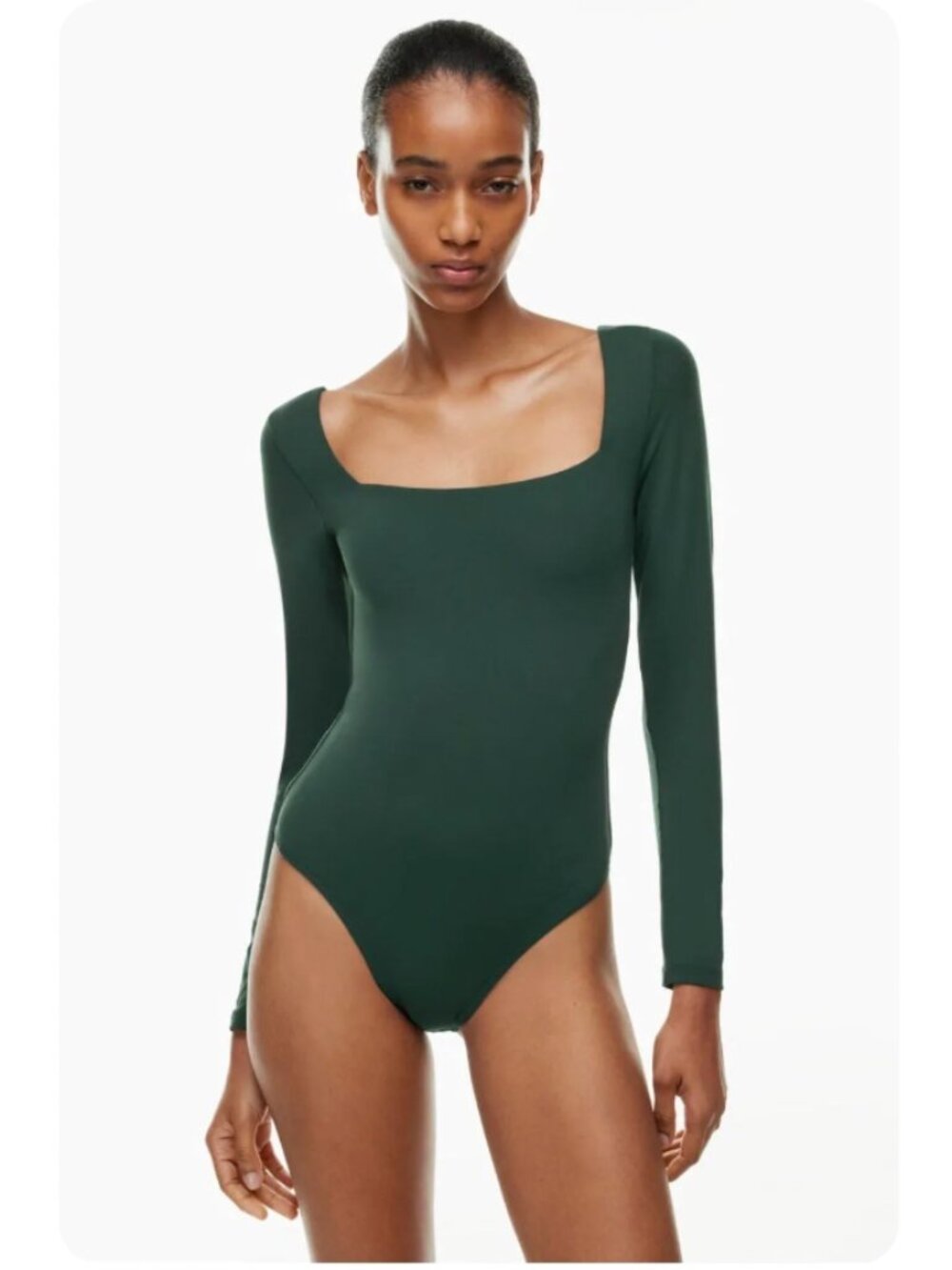 Aritzia Babaton Squareneck Contour Longsleeve Bodysuit Scarab